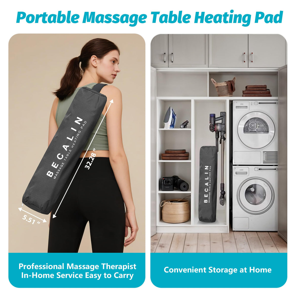 Couverture chauffante BECALIN à côté d'une table de massage
