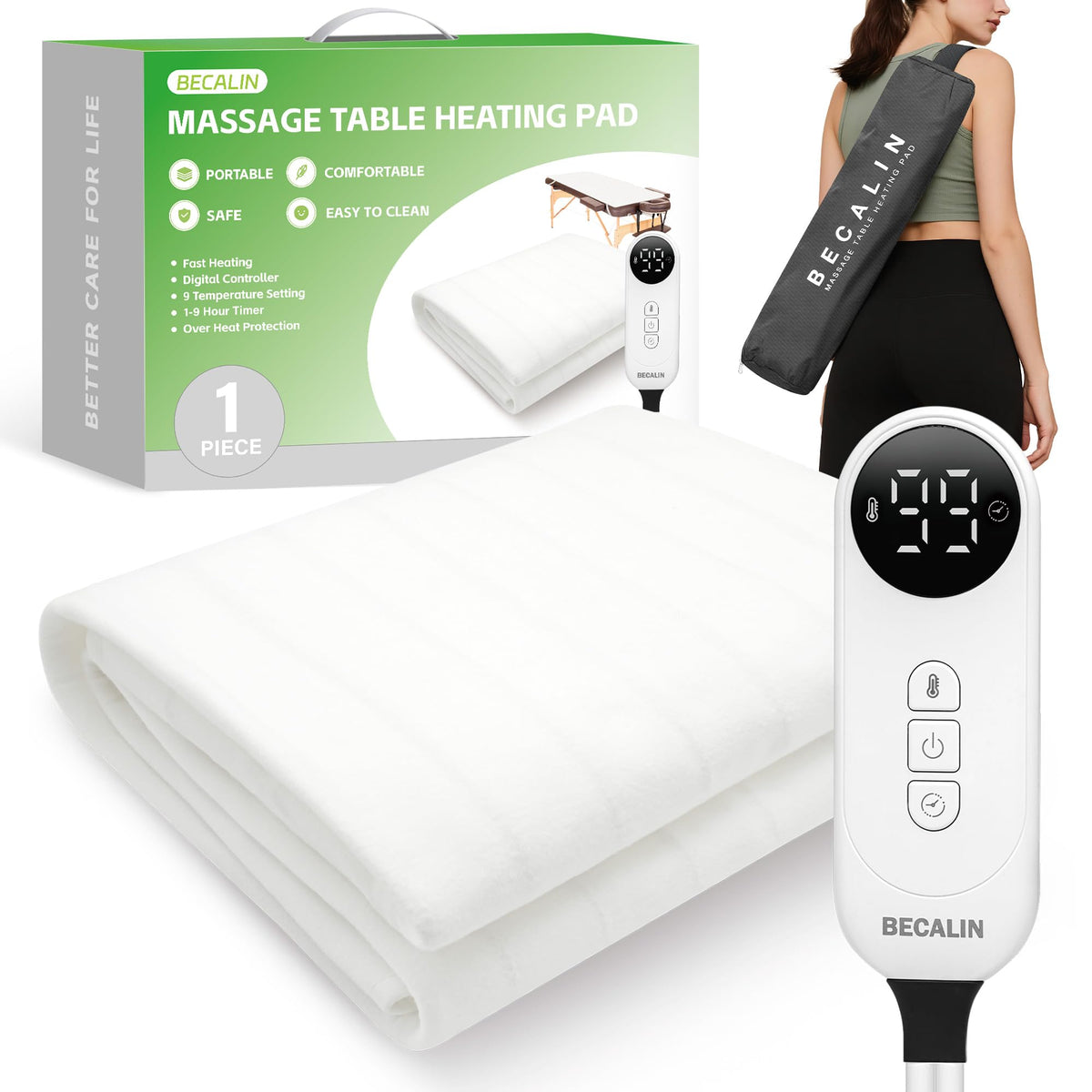 Couverture chauffante BECALIN pour table de massage vue de face