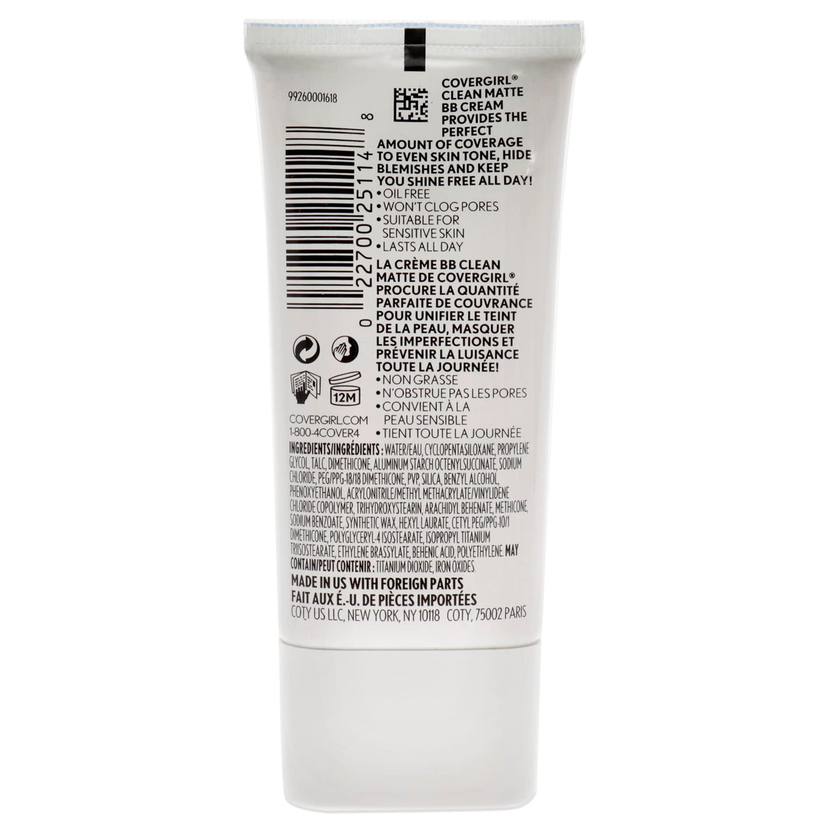 COVERGIRL BB Cream Clean Matte 50g texture on skin