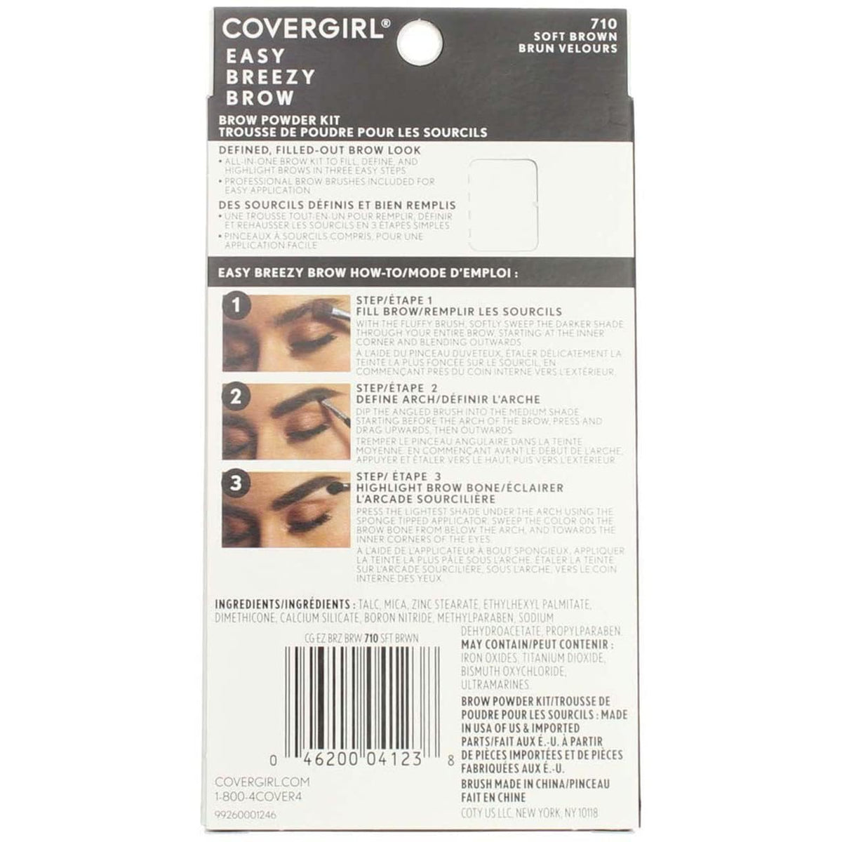 COVERGIRL Easy Breezy Kit à Sourcils avec pinceau professionnel double embout