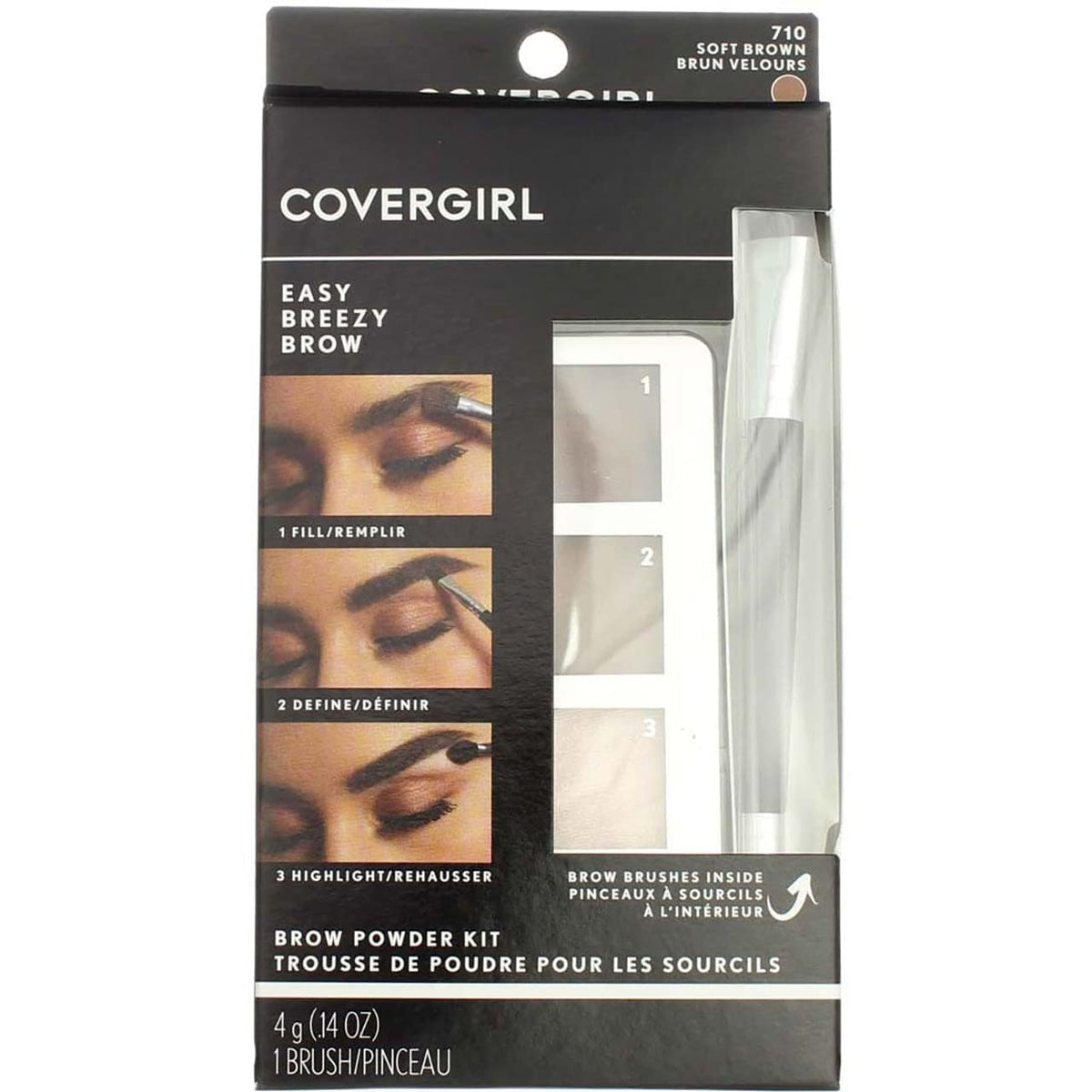 COVERGIRL Easy Breezy Kit à Sourcils vue avant avec trois teintes de poudre