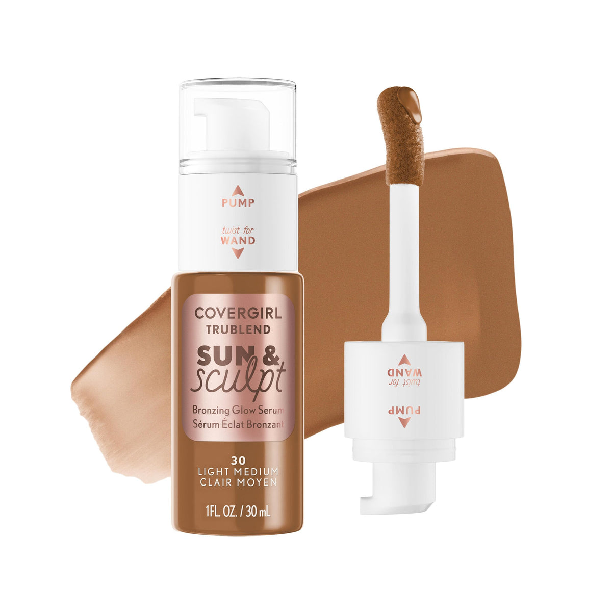 COVERGIRL TruBlend Sun & Sculpt Sérum Bronzant 30 Medium Clair avec applicateur