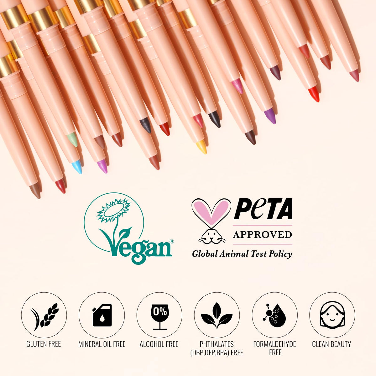 Crayon à lèvres Oulac 2 en 1 03 Teddy sur une table avec d'autres produits de beauté