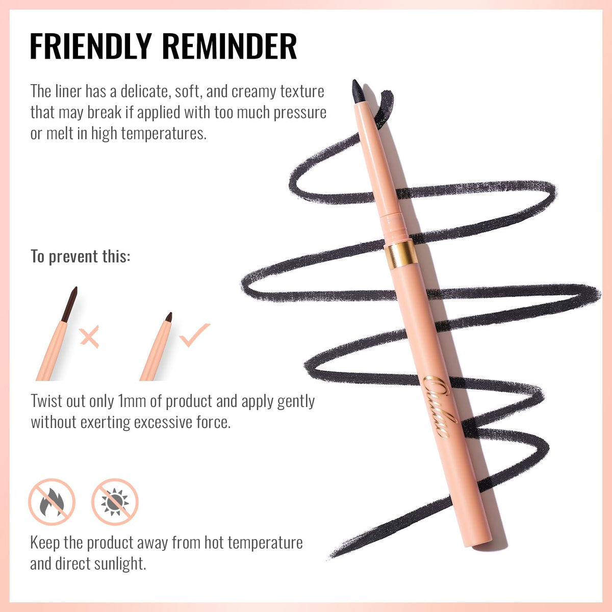 Crayon à lèvres Oulac à côté de produits de beauté