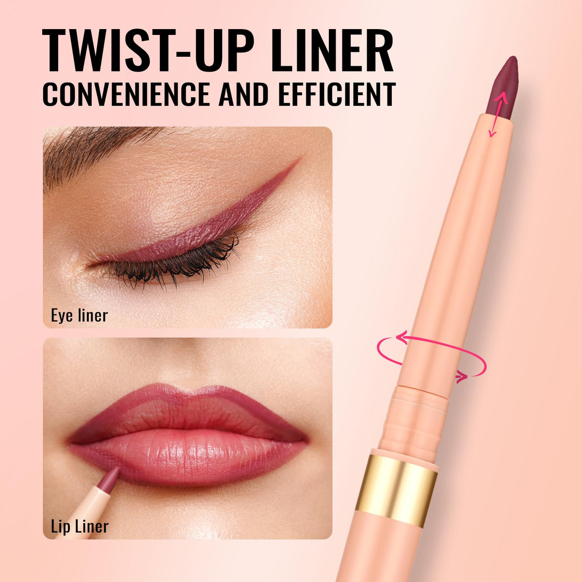 Crayon à lèvres Oulac utilisé dans un look de maquillage