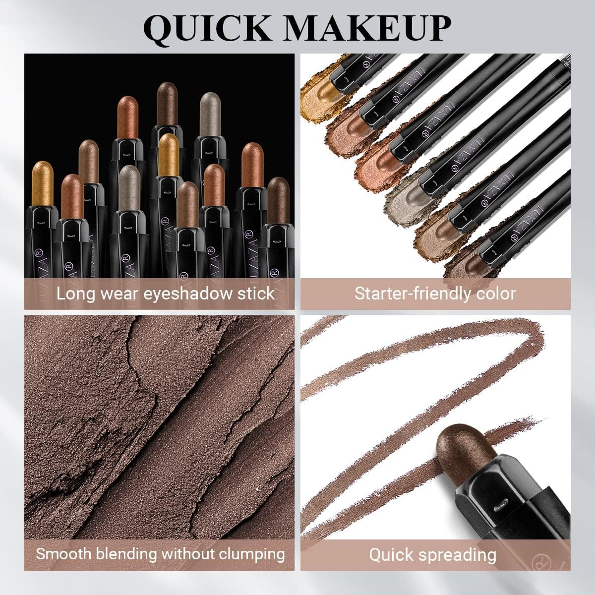 Crayon à ombre à paupières LUXAZA en action avec un look quotidien