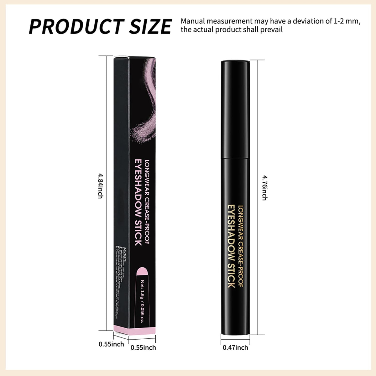 Crayon à paupières Erinde beige champagne avec d'autres produits de maquillage