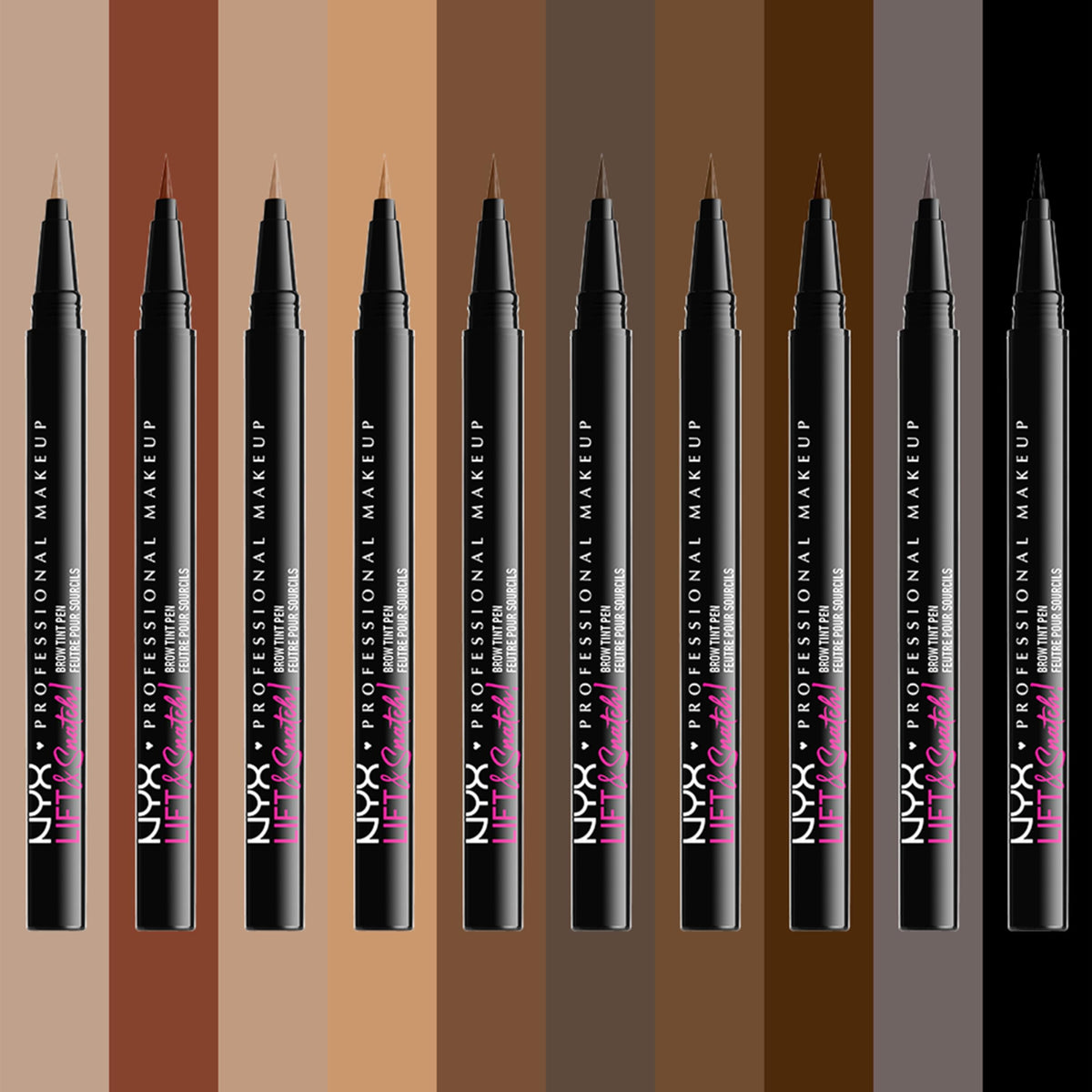 Crayon à sourcils NYX Lift & Snatch en position verticale