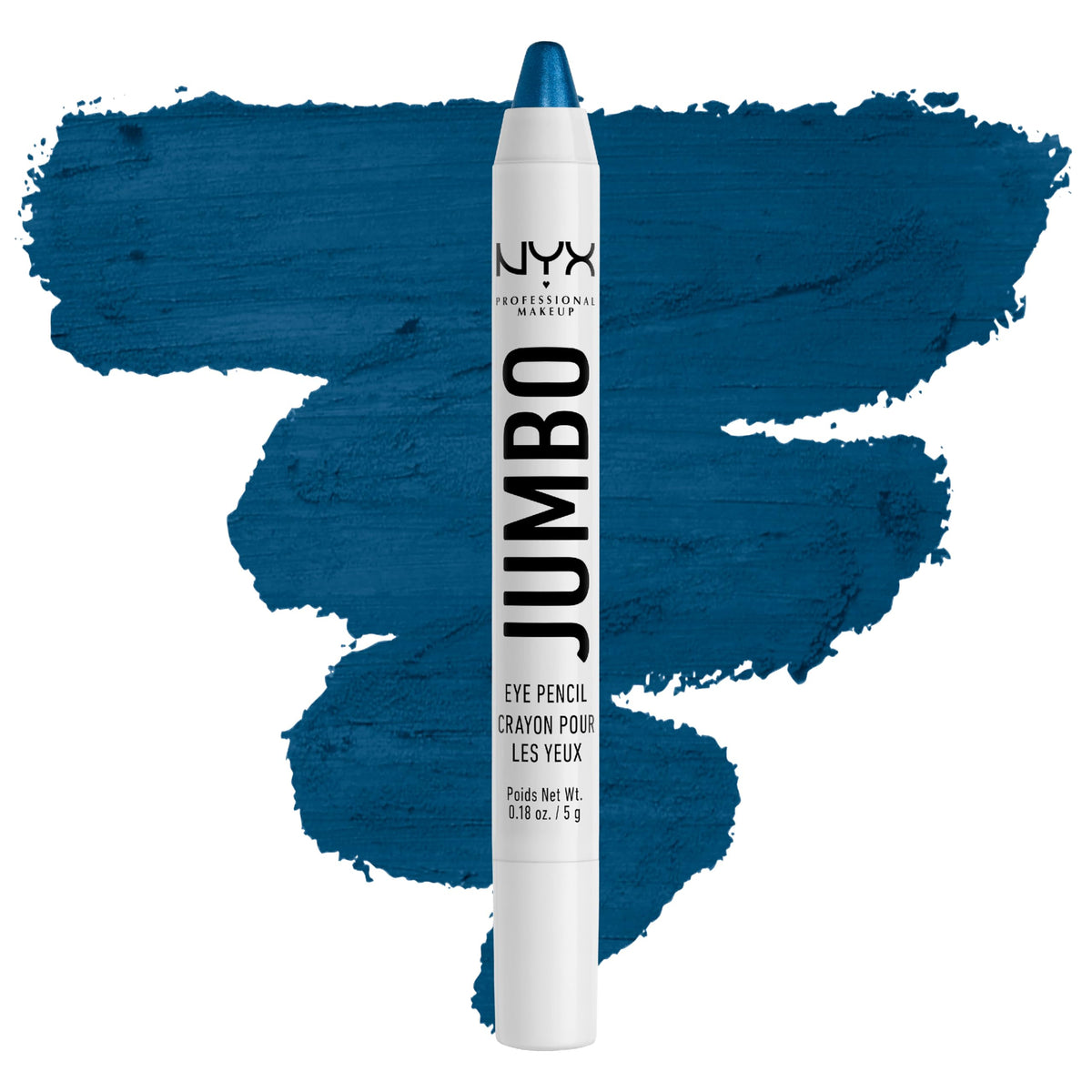 Crayon à yeux Jumbo NYX Blueberry Pop en action avec autres produits