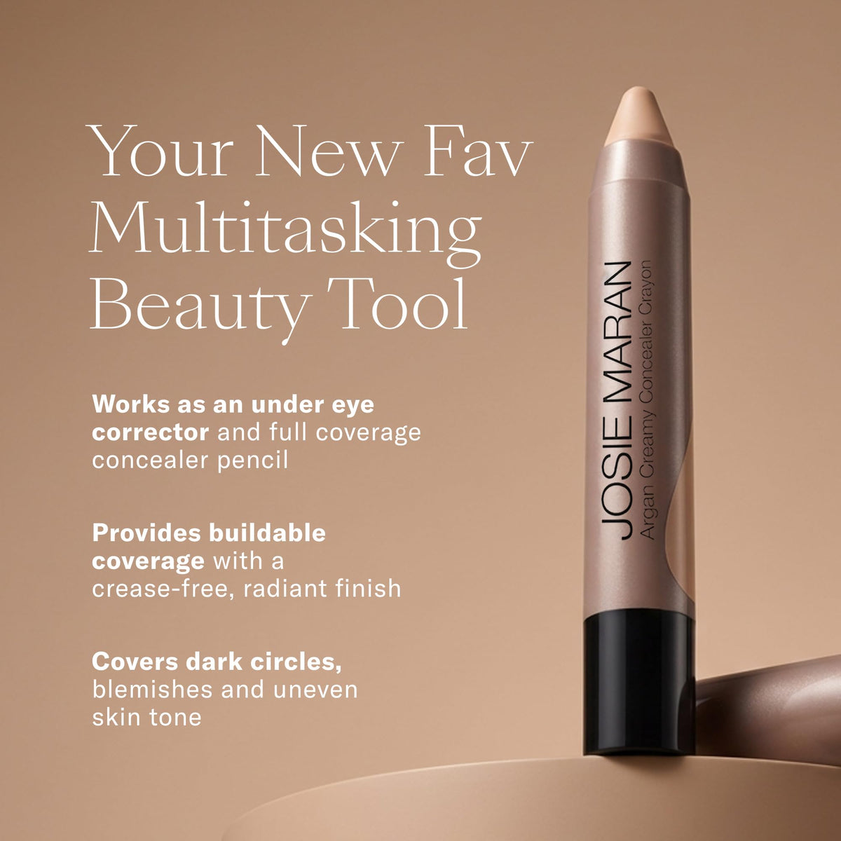 Crayon correcteur crème Josie Maran en position horizontale sur un fond neutre