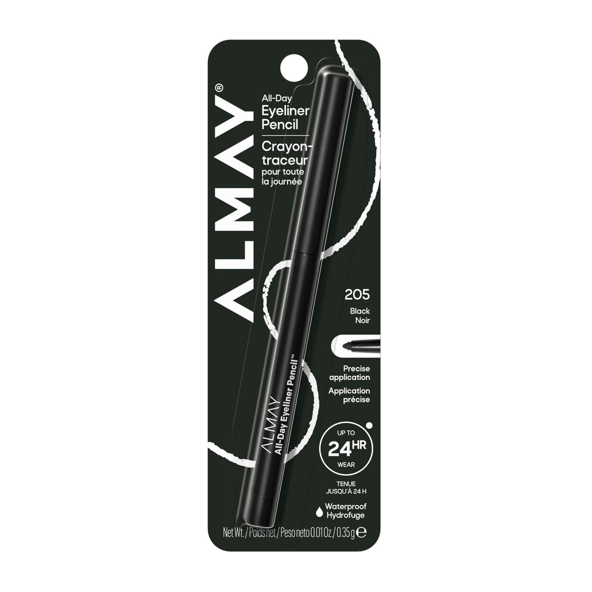 Crayon eyeliner Almay 205 Noir avec taille-crayon intégré