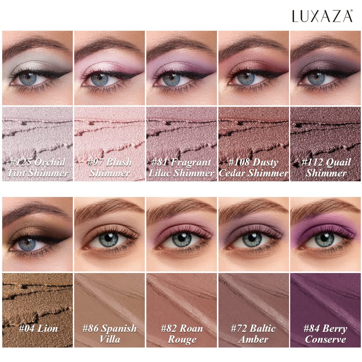 Crayon ombre à paupières LUXAZA PRO en gros plan avec pinceau intégré