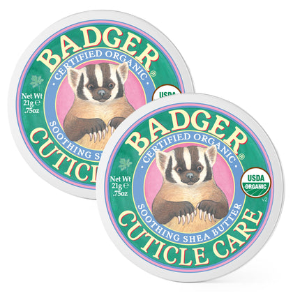 Crème à cuticules Badger 100% bio, vue de face avec boîte en métal