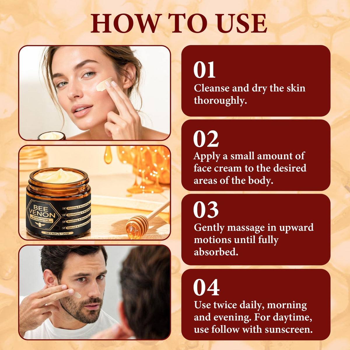 Crème à venin d'abeille Kallteren sur une surface de maquillage