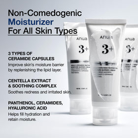 Crème ANUA 3 Ceramide Panthenol en cours d'application sur le visage