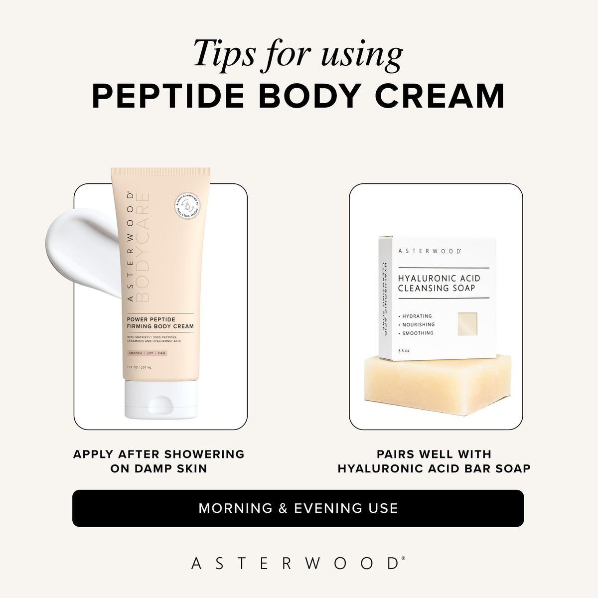 Crème Asterwood avec des ingrédients naturels en arrière-plan