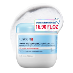 Crème Ato Concentrée Illiyoon 500ml vue avant avec texture crémeuse