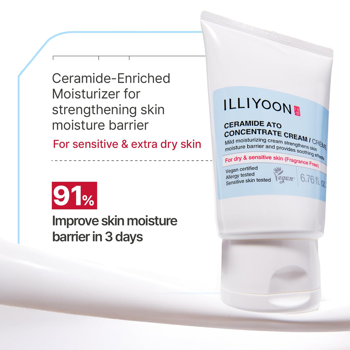 Crème Ato concentrée Illiyoon en utilisation sur un visage