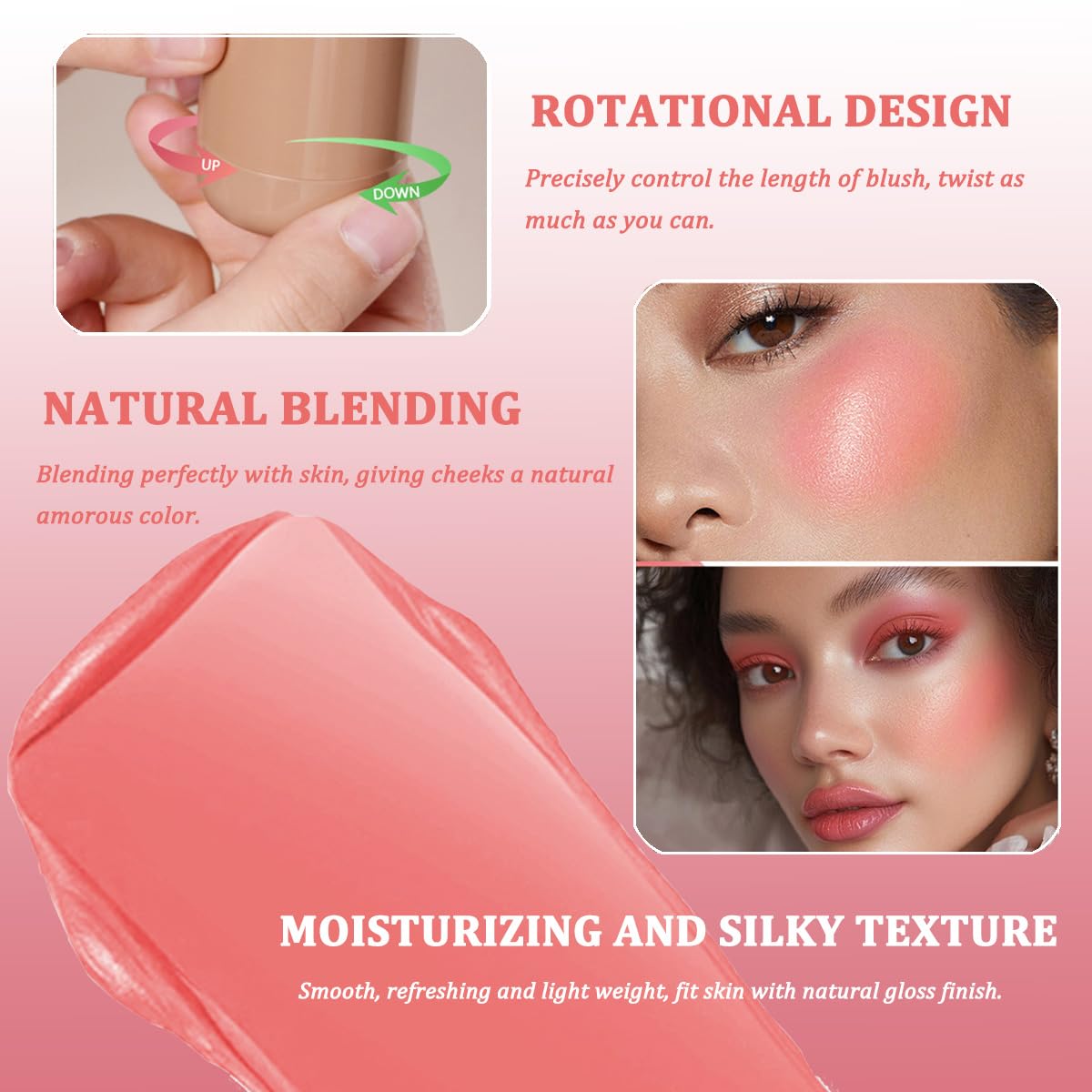 Crème Blush Stick SHEEYOON #5 Mauve Doux on skin