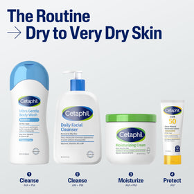 Crème Cetaphil sur une table de salle de bain