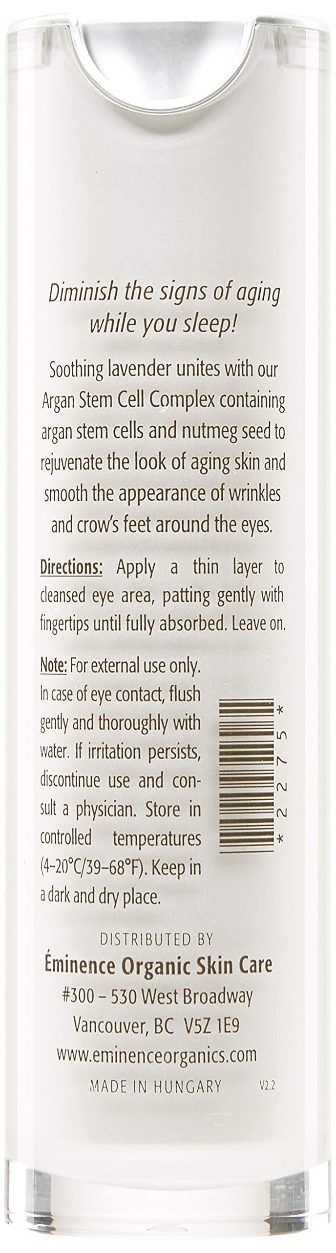 Crème contour des yeux Eminence 150g ouverte avec texture visible