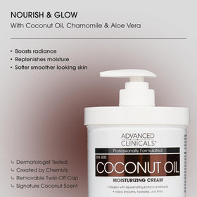 Crème corporelle Advanced Clinicals à l'huile de coco 522g ouverte avec texture visible