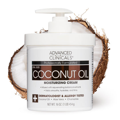 Crème corporelle Advanced Clinicals à l'huile de coco 522g vue de face