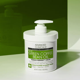 Crème corporelle Advanced Clinicals au café vert avec étiquette visible