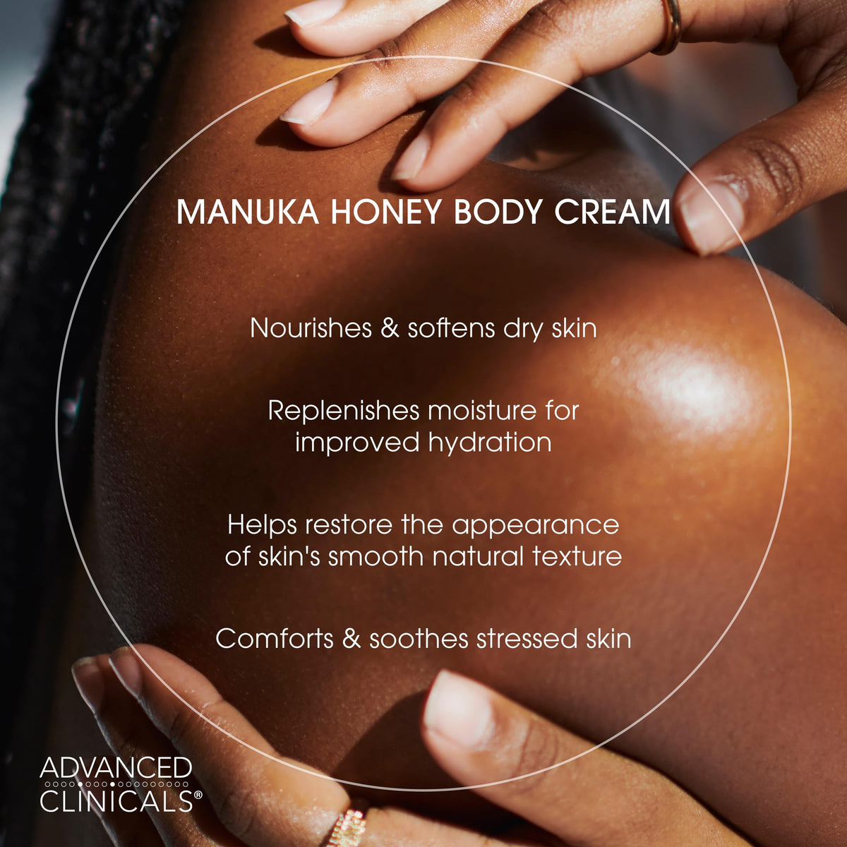 Crème corporelle au miel de Manuka sur un fond naturel