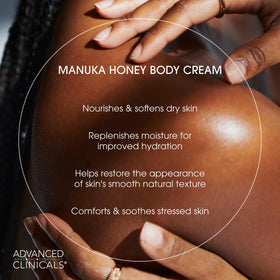 Crème corporelle au miel de Manuka sur un fond naturel