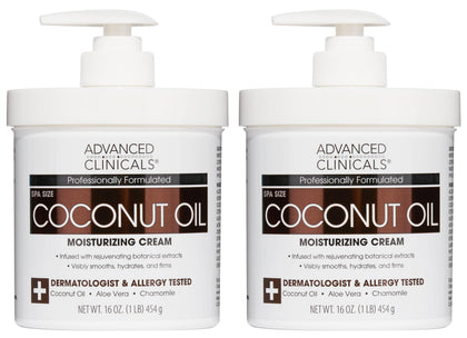 Crème corps Advanced Clinicals à l'huile de coco 16oz, vue de face