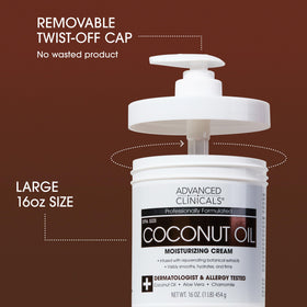 Crème corps Advanced Clinicals à l'huile de coco, application sur la peau