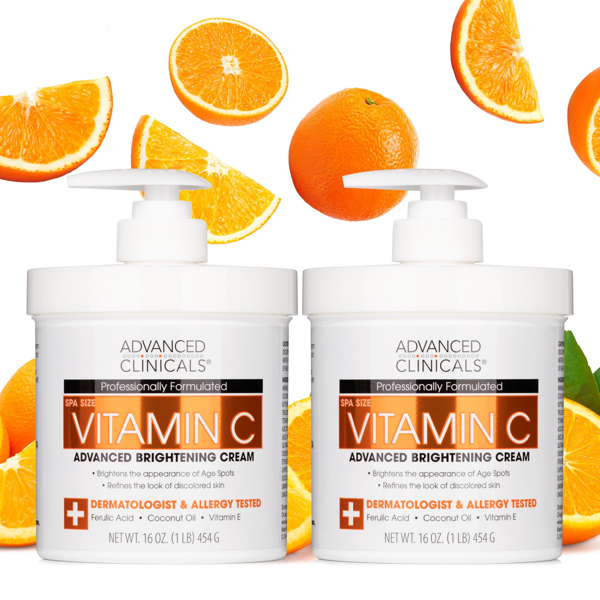 Crème corps Vitamine C Advanced Clinicals pack de 2, vue avant avec étiquette