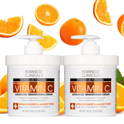 Crème corps Vitamine C Advanced Clinicals pack de 2, vue avant avec étiquette