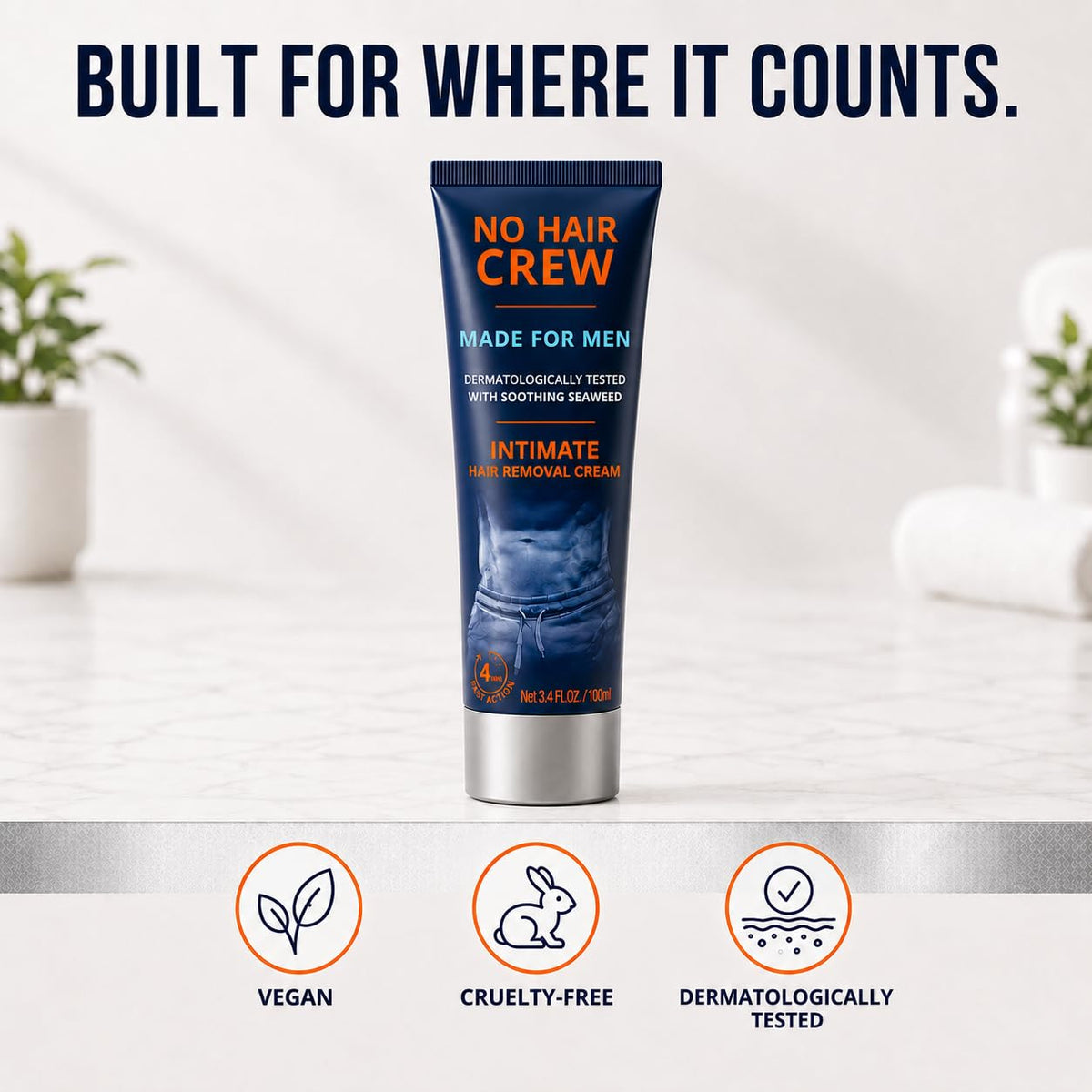 Crème dépilatoire intime NO HAIR CREW montrant ses bienfaits