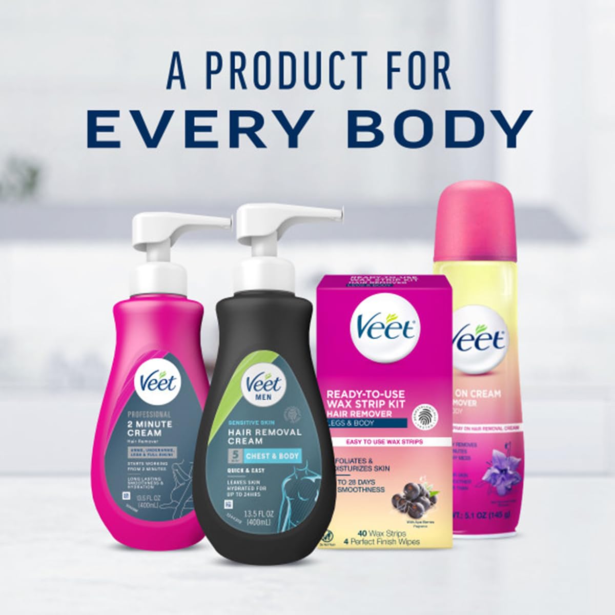 Crème dépilatoire Veet sur une surface plane