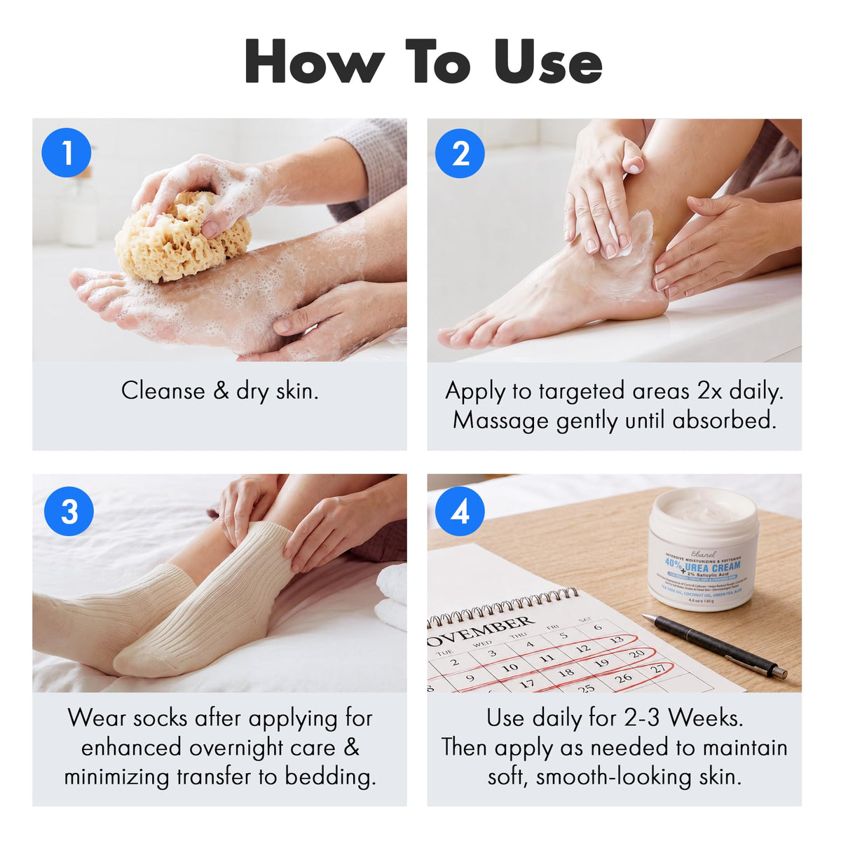 Crème Ebanel Urea 40% sur un fond de salle de bain