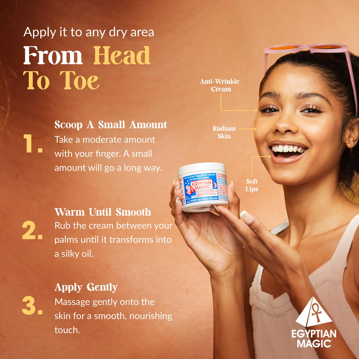 Crème Egyptian Magic appliquée sur la peau