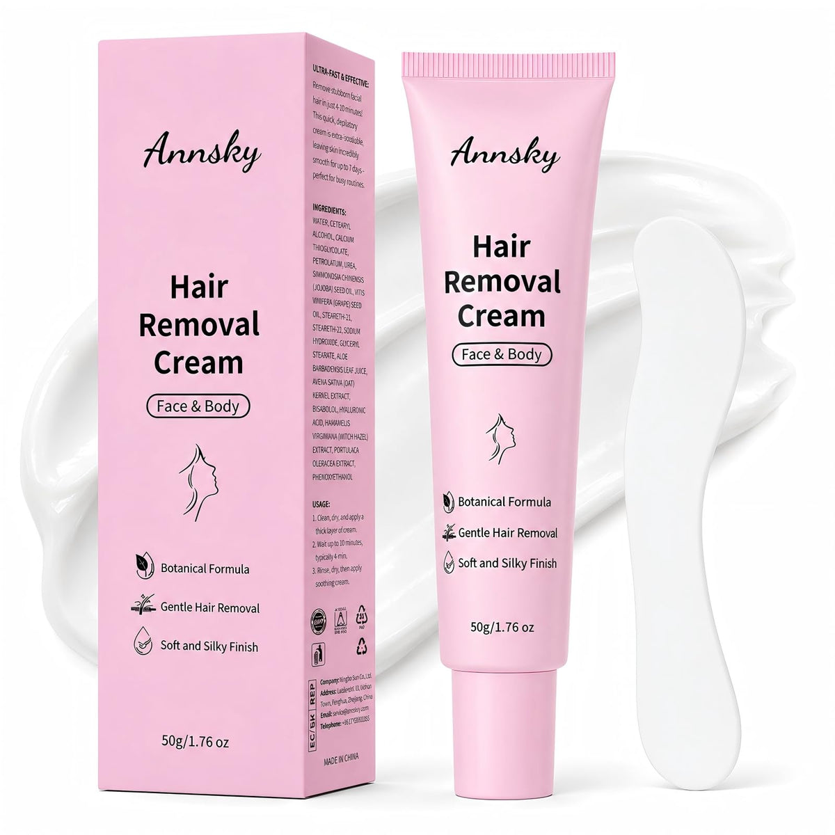 Crème épilatoire Annsky 68g tube avant