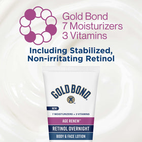 Crème Gold Bond Retinol avec ingrédients naturels en arrière-plan