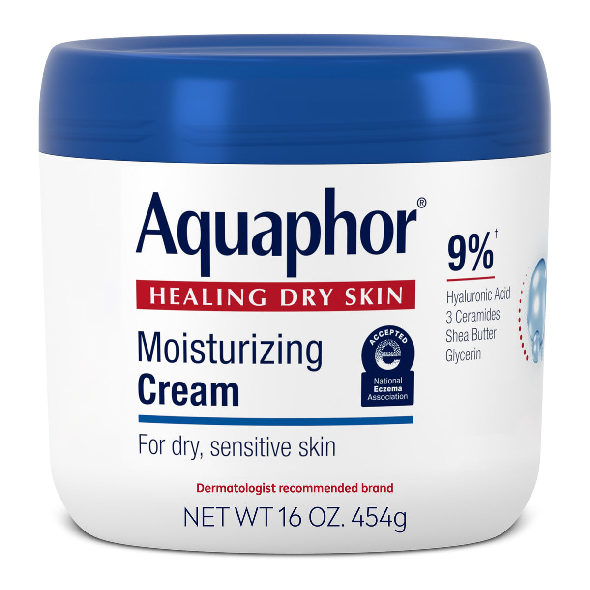 Crème Hydratante Aquaphor 16 oz vue de face avec couvercle