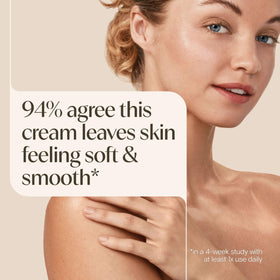 Crème hydratante Aveeno 630g avec ingrédients naturels en arrière-plan