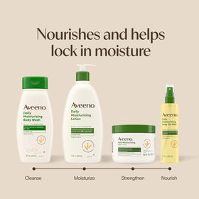 Crème hydratante Aveeno près d'une serviette de bain