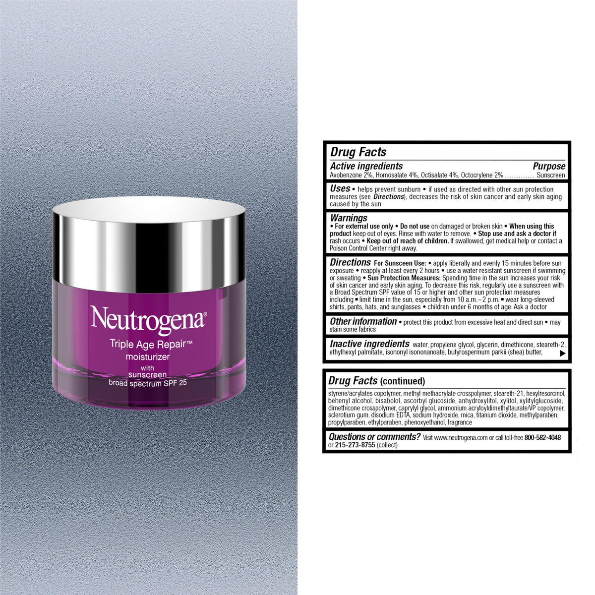 Crème hydratante Neutrogena Triple Age en usage sur le visage