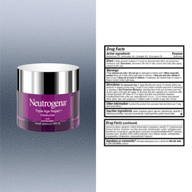 Crème hydratante Neutrogena Triple Age en usage sur le visage