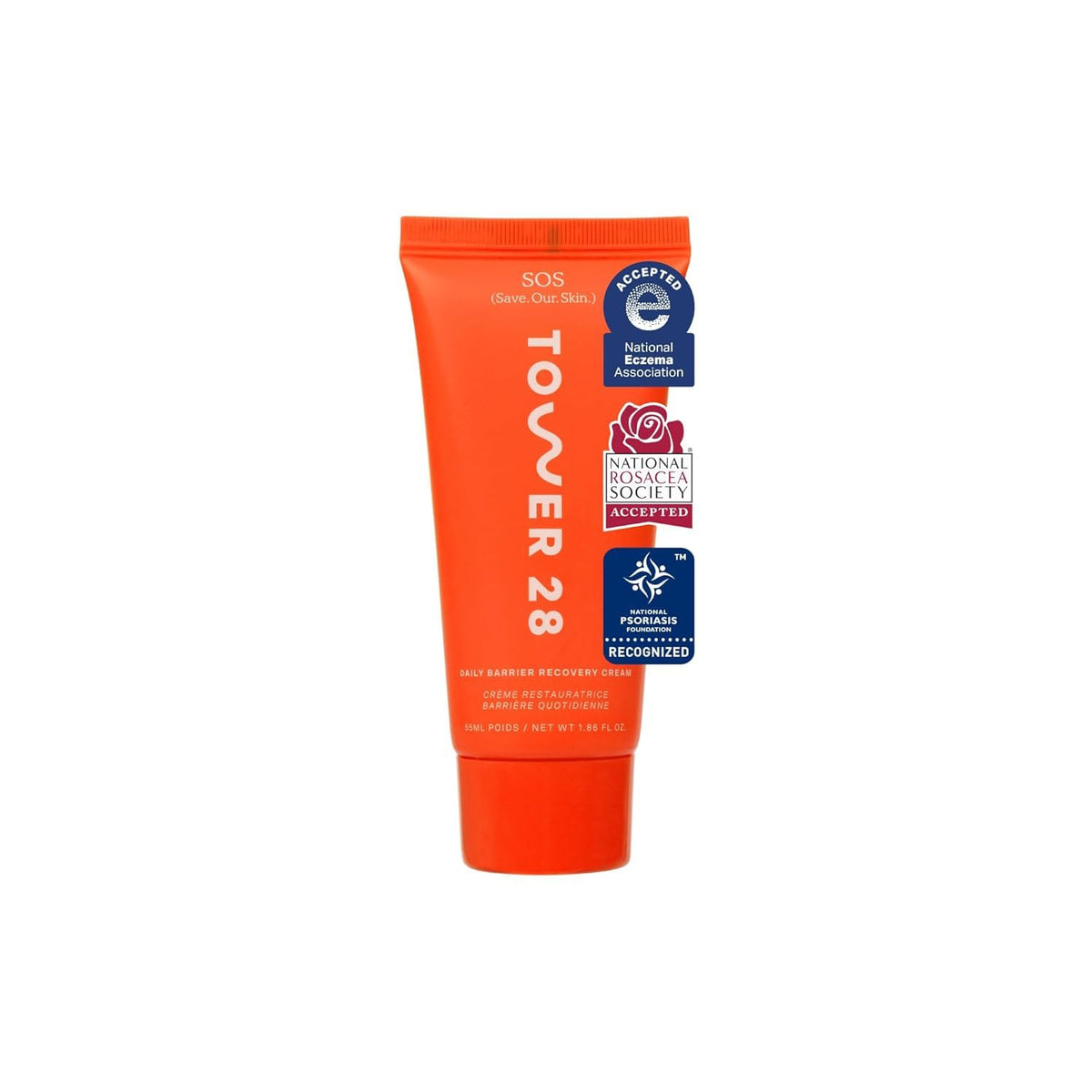 Crème Hydratante SOS Tower 28 vue avant avec packaging