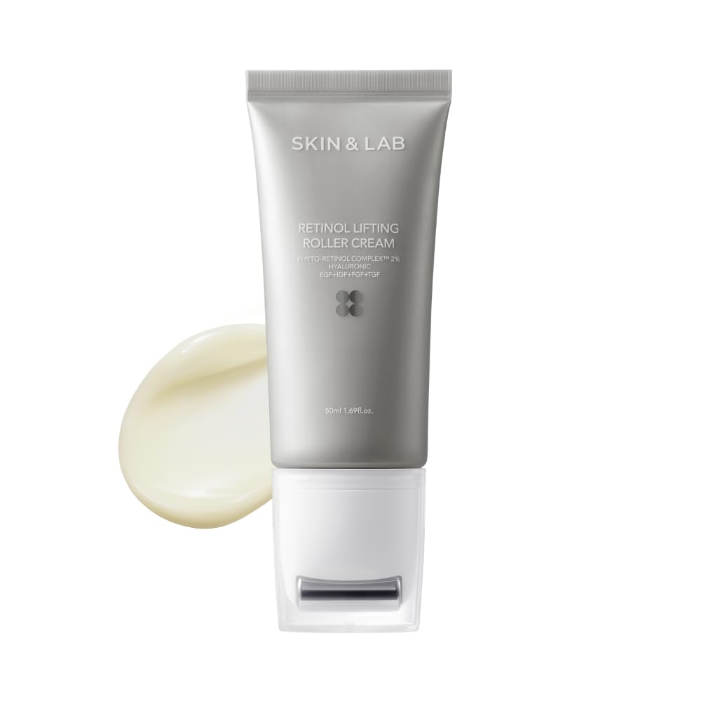 Crème Lifting au Rétinol SKIN & LAB 90g côté avant avec applicateur roller