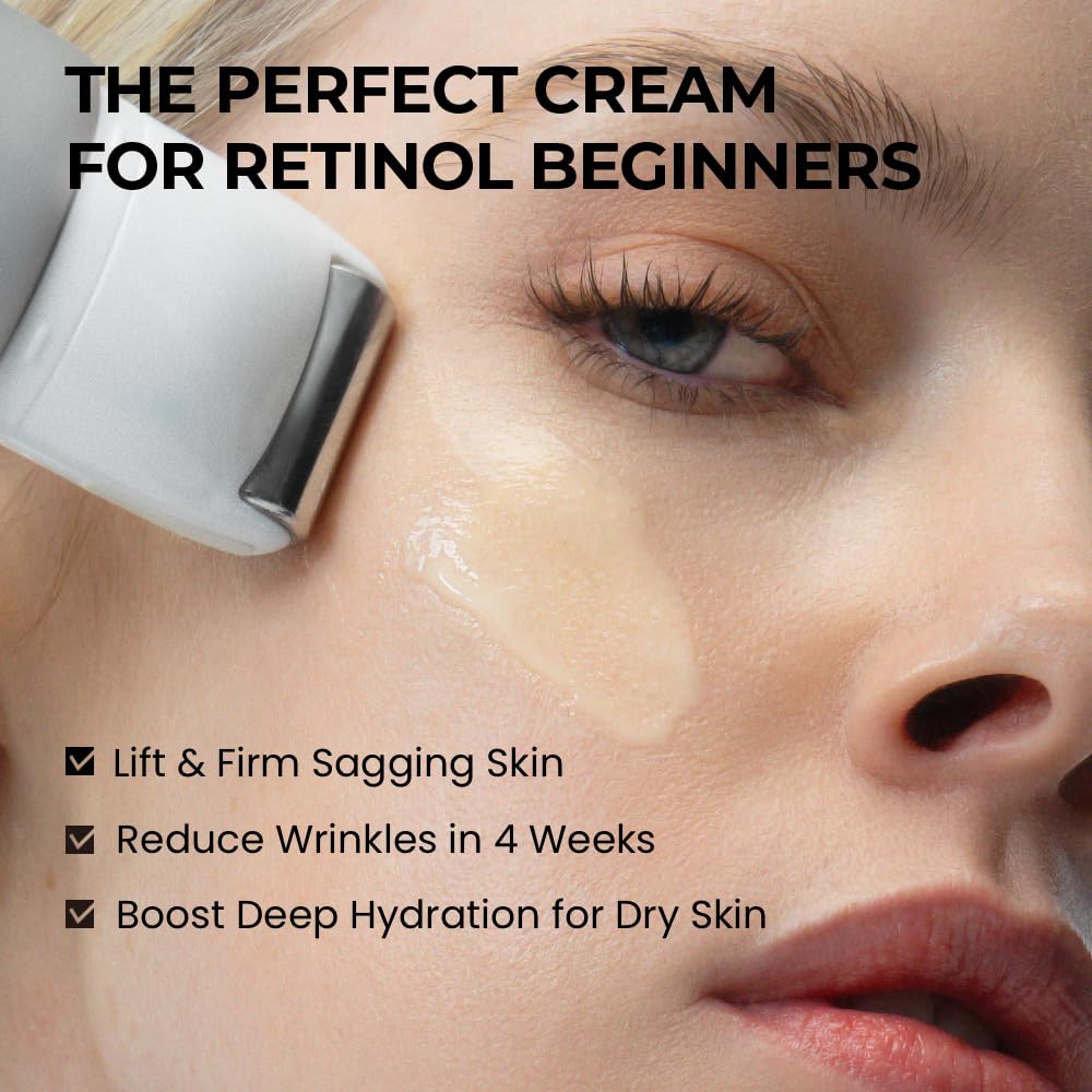 Crème Lifting au Rétinol SKIN & LAB 90g tube ouvert montrant la texture