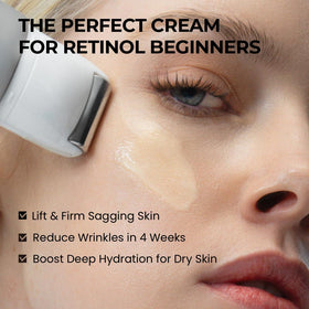 Crème Lifting au Rétinol SKIN & LAB 90g tube ouvert montrant la texture