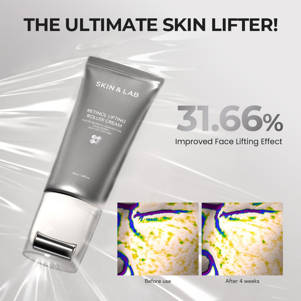 Crème Lifting au Rétinol SKIN & LAB avec ses ingrédients principaux affichés